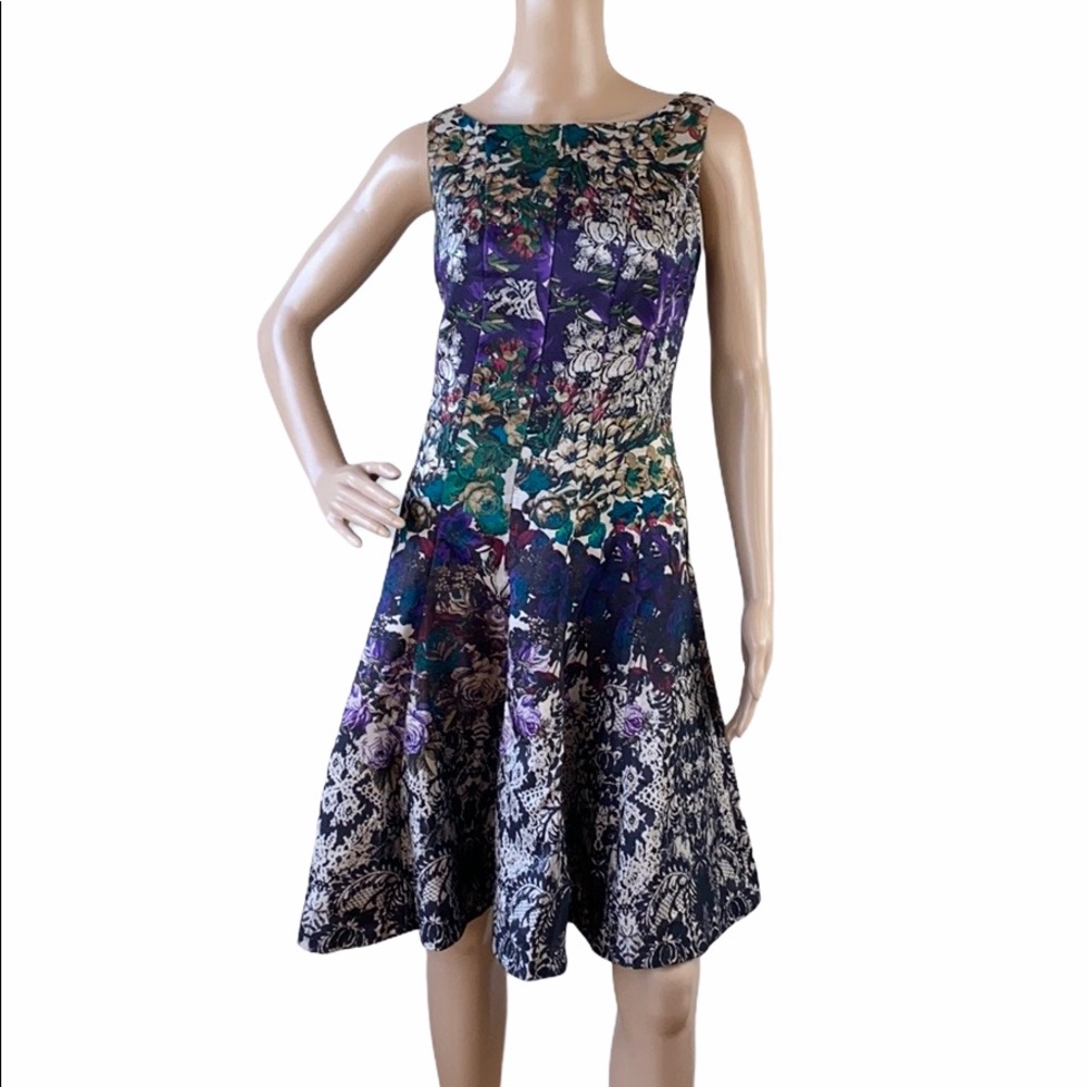 Dress Barn Multicolored Sleeveless Retro Dress